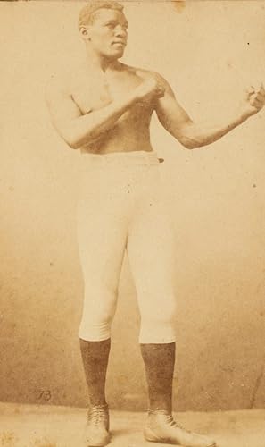 Immagine del venditore per Photographic portrait of champion Danish West Indian-Australian heavyweight boxer Peter Jackson - "The Black Prince" - in a fighting stance. New York, circa 1890. venduto da Douglas Stewart Fine Books