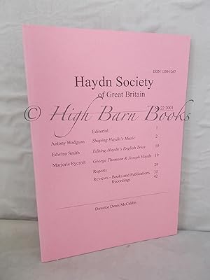 Immagine del venditore per Haydn Society of Great Britain Journal No 22 2003 venduto da High Barn Books