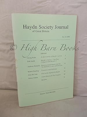 Immagine del venditore per Haydn Society of Great Britain Journal No 13 1993 venduto da High Barn Books
