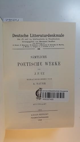 Deutsche Literaturdenkmale des 18. und 19. Jahrhunderts - Nummer 33-41, Sämtliche poetische Werke...