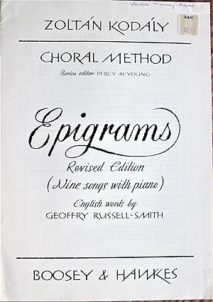 Seller image for Epigrams (Nine Songs With Piano). Revised Edition for sale by Ken Jackson