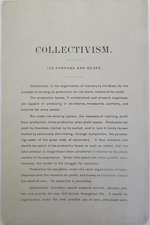 Collectivism. Its Purpose and Scope