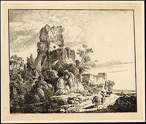 Antique Print-LANDSCAPE-FLOCK-SHEPHERD-RUIN-Johann Christian Klengel-1775