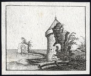 Antique Master Print-RUIN-COAST-SEASCAPE-Hertel-ca. 1765