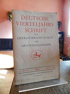 Bild des Verkufers fr Deutsche Vierteljahrsschrift fr Literaturwissenschaft und Geistesgeschichte. 41. Jahrgang 1967 Heft 1 / Mrz. zum Verkauf von Antiquariat Floeder