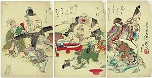 Shichi Fuku-jin [A Triptych of the Seven Gods of Luck by Yoshitoshi]
