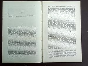 Imagen del vendedor de Count Vitzthum's Latest Memoirs. Complete original 1889 article from The Contemporary Review, a la venta por Tony Hutchinson