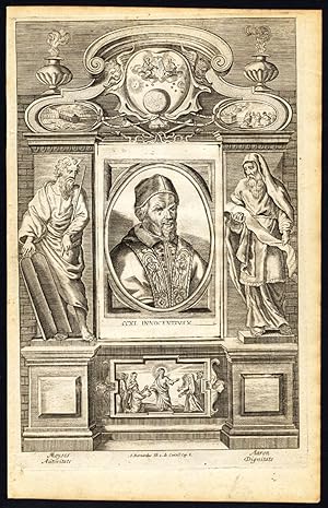 Antique Print-POPE-SAINT-INNOCENTIUS X-MOSES-AARON-ALLEGORY-Hazart-1678