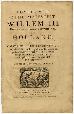 Antique Print-TITLEPAGE-ARRIVAL-KING-WILLEM III-ENGLAND-De Hooghe-1691