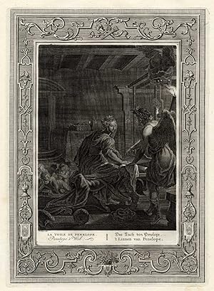 Antique Mythology Print-PENELOPES WEB-OVID-Picart-1733