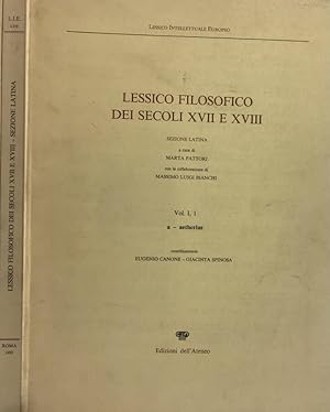 Bild des Verkufers fr Lessico Filosofico Dei Secoli Xvii E Xviii zum Verkauf von Biblioteca di Babele