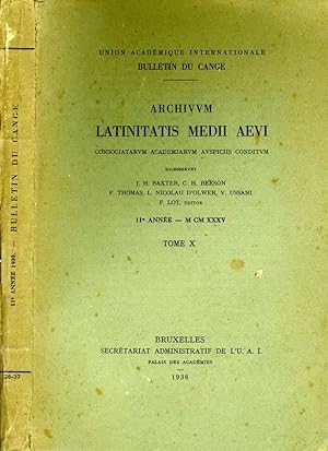 Bild des Verkufers fr Archivum Latinitatis Medii Aevi CONSOCIATARUM ACADEMIARUM AUSPICIIS CONDITUM zum Verkauf von Biblioteca di Babele