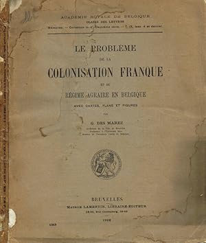 Bild des Verkufers fr Le Probleme De La Colonisation Franque Et Du Regime Agraire En Belgique zum Verkauf von Biblioteca di Babele