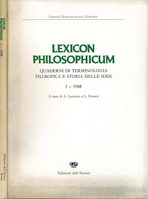 Bild des Verkufers fr Lexicon Philosophicum QUADERNI DI TERMINOLOGIA FILOSOFICA E STORIA DELLE IDEE 3-1988 zum Verkauf von Biblioteca di Babele