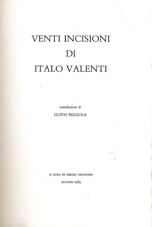 Bild des Verkufers fr Venti Incisioni Di Italo Valenti zum Verkauf von Biblioteca di Babele