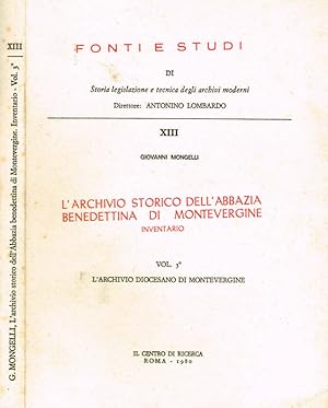 Bild des Verkufers fr L'ARCHIVIO STORICO DELL'ABBAZIA BENEDETTINA DI MONTEVERGINE VOL.III zum Verkauf von Biblioteca di Babele