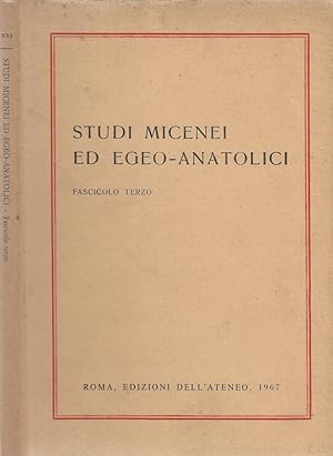 Bild des Verkufers fr Studi Micenei ed Egeo - Anatolici zum Verkauf von Biblioteca di Babele