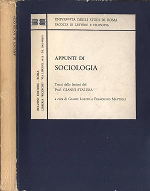Bild des Verkufers fr Appunti di sociologia Tratti dalle lezioni del Prof. Gianni Statera zum Verkauf von Biblioteca di Babele