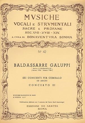 Bild des Verkufers fr SEI CONCERTI PER CEMBALO ED ARCHI, CONCERTO III zum Verkauf von Biblioteca di Babele