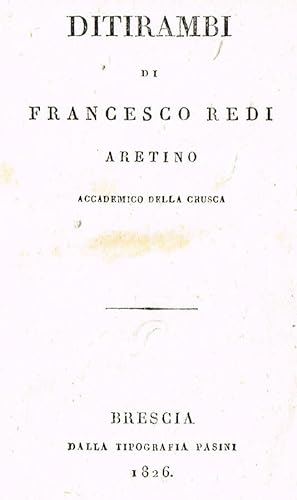 Bild des Verkufers fr DITIRAMBI zum Verkauf von Biblioteca di Babele