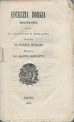Bild des Verkufers fr Lucrezia Borgia Melodramma zum Verkauf von Biblioteca di Babele
