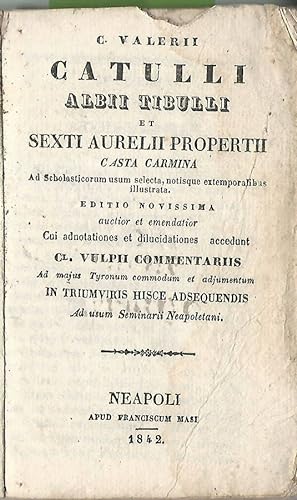 Bild des Verkufers fr Albiii Tibulli et Sexti Aurelii Propertii C Asta Carmina zum Verkauf von Biblioteca di Babele