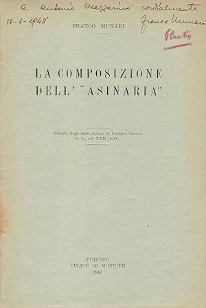 Bild des Verkufers fr La composizione dell'Asinaria zum Verkauf von Biblioteca di Babele