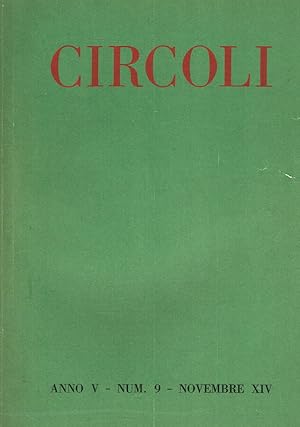 Imagen del vendedor de CIRCOLI anno V n.9 RIVISTA MENSILE DI LETTERATURA E CRITICA a la venta por Biblioteca di Babele