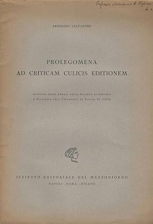 Bild des Verkufers fr Prolegomena Ad Criticam Culicis Editionem zum Verkauf von Biblioteca di Babele
