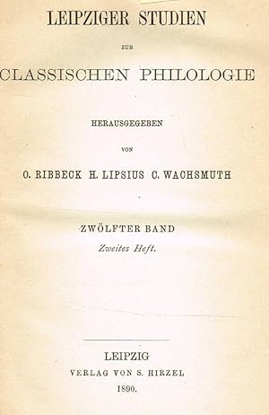 Bild des Verkufers fr LEIPZIGER STUDIEN ZUR CLASSISCHEN PHILOLOGIE band 12 vol.2 zum Verkauf von Biblioteca di Babele