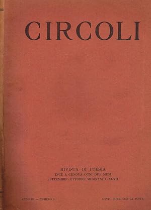 Imagen del vendedor de CIRCOLI anno III n.5 RIVISTA DI POESIA a la venta por Biblioteca di Babele