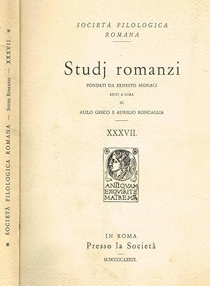Bild des Verkufers fr STUDJ ROMANZI vol. XXXVII zum Verkauf von Biblioteca di Babele