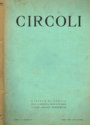 Image du vendeur pour CIRCOLI anno I n. IV RIVISTA DI POESIA mis en vente par Biblioteca di Babele
