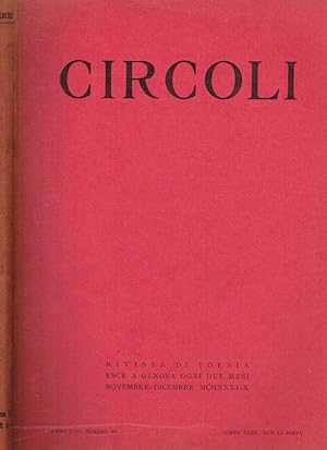 Bild des Verkufers fr CIRCOLI anno I n. VI RIVISTA DI POESIA zum Verkauf von Biblioteca di Babele