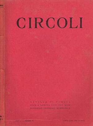 Bild des Verkufers fr CIRCOLI anno I n. VI RIVISTA DI POESIA zum Verkauf von Biblioteca di Babele