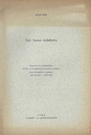 Bild des Verkufers fr Lat. Homo indefinito zum Verkauf von Biblioteca di Babele