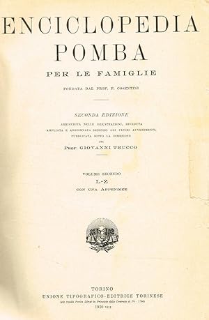 Bild des Verkufers fr ENCICLOPEDIA POMBA PER LE FAMIGLIE vol. II L-Z zum Verkauf von Biblioteca di Babele