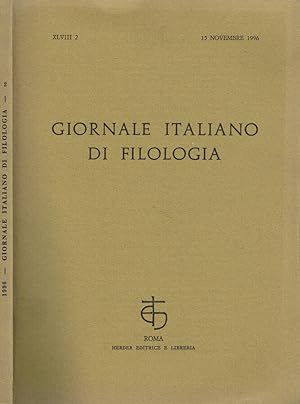 Bild des Verkufers fr GIORNALE ITALIANO DI FILOLOGIA anno XLVIII n.2 zum Verkauf von Biblioteca di Babele