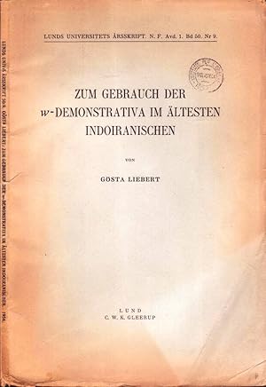 Imagen del vendedor de ZUM GEBRAUCH DER w-DEMONSTRATIVA IM ALTESTEN INDOIRANISCHEN a la venta por Biblioteca di Babele