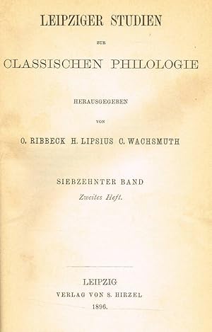 Bild des Verkufers fr LEIPZIGER STUDIEN ZUR CLASSISCHEN PHILOLOGIE band 17 vol.2 zum Verkauf von Biblioteca di Babele