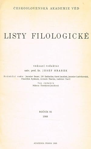 Bild des Verkufers fr LISTY FILOLOGICKE' zum Verkauf von Biblioteca di Babele