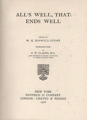 Seller image for All' s Well, That Ends Well for sale by Biblioteca di Babele