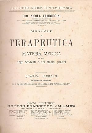 Seller image for Manuale di Terapeutica e di Materia Medica ad uso degli studenti e dei Medici pratici for sale by Biblioteca di Babele