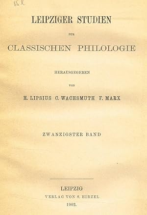 Bild des Verkufers fr LEIPZIGER STUDIEN ZUR CLASSISCHEN PHILOLOGIE band 20 zum Verkauf von Biblioteca di Babele