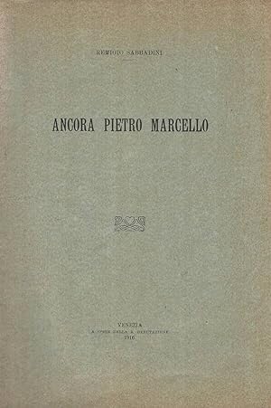 Bild des Verkufers fr Ancora Pietro Marcello zum Verkauf von Biblioteca di Babele