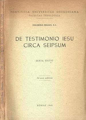 Image du vendeur pour De testimonio Iesu circa seipsum mis en vente par Biblioteca di Babele