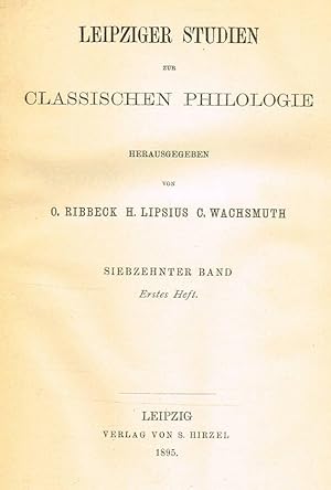 Bild des Verkufers fr LEIPZIGER STUDIEN ZUR CLASSISCHEN PHILOLOGIE band 17 vol.1 zum Verkauf von Biblioteca di Babele