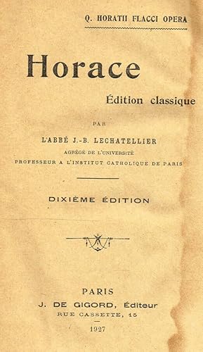 Seller image for HORACE EIDITION CLASSIQUE for sale by Biblioteca di Babele