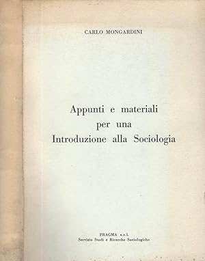 Bild des Verkufers fr Appunti e materiali per una Introduzione alla Sociologia zum Verkauf von Biblioteca di Babele