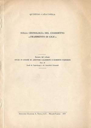 Bild des Verkufers fr Sulla cronologia del cosiddetto " Frammento di Gige " zum Verkauf von Biblioteca di Babele
